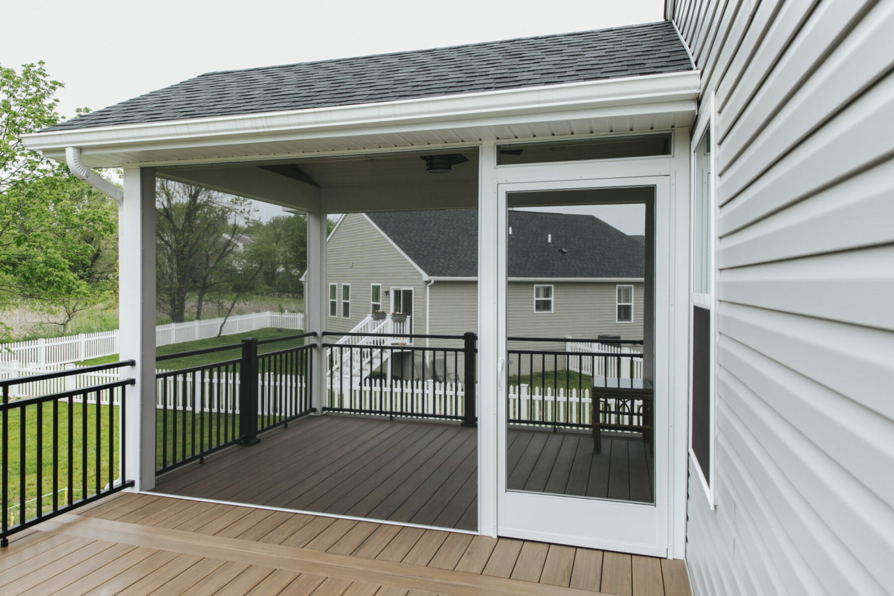 Azek Deck with Covered Porch Aluminum Railing