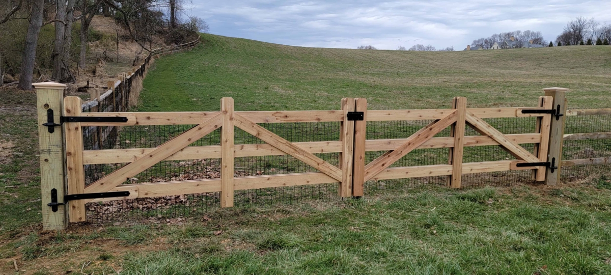 wood fence and gate with wire