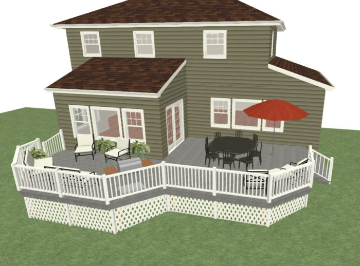 3D rendering of backyard deck