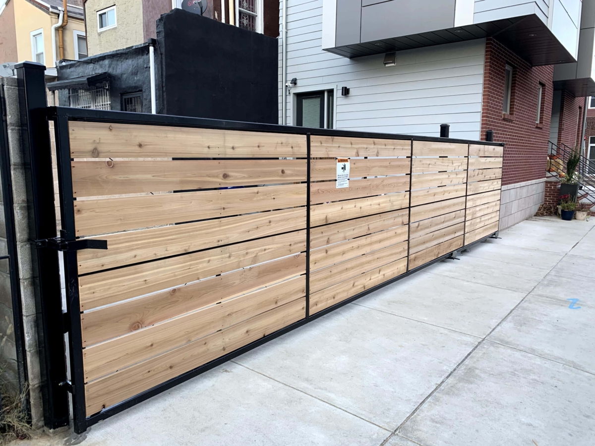 wood and metal driveway gate