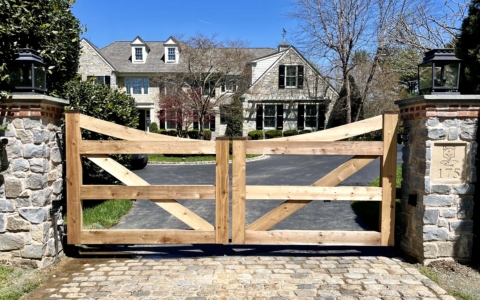 wood double driveway gate