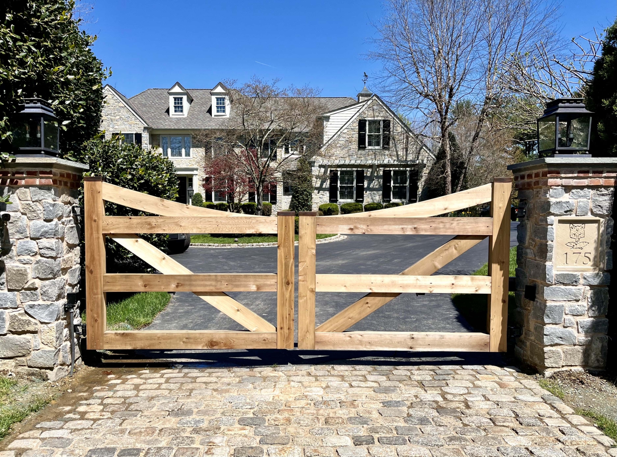 wood double driveway gate