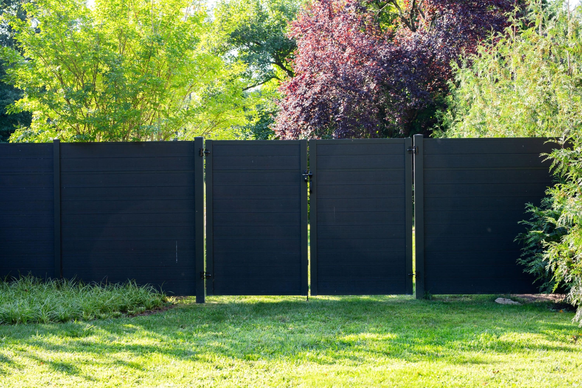 black fence with aluminum posts