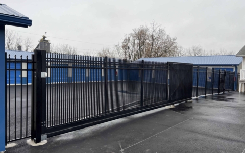 black metal automated business gate