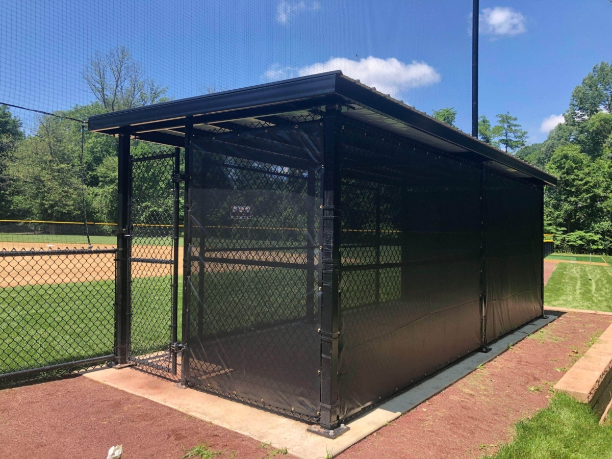 black chain link baseball dugout