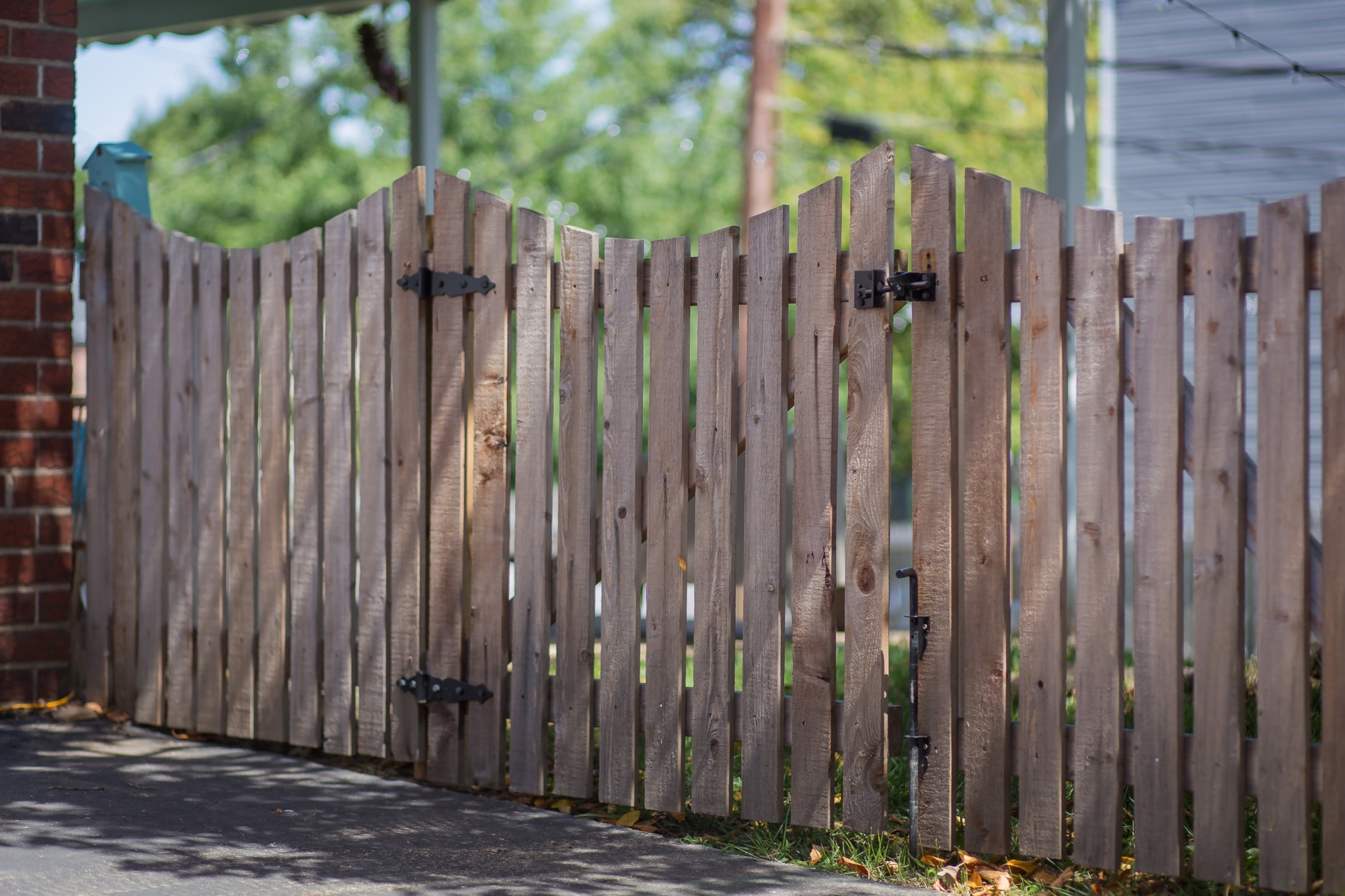 curved wood picket gate