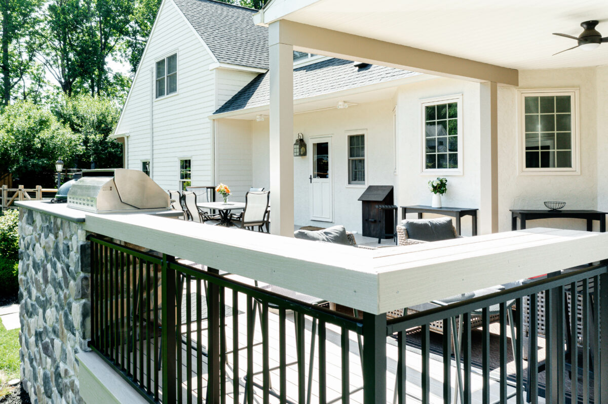 TimberTech Azek Decking with Outdoor Kitchen - Integrous Fences and Decks