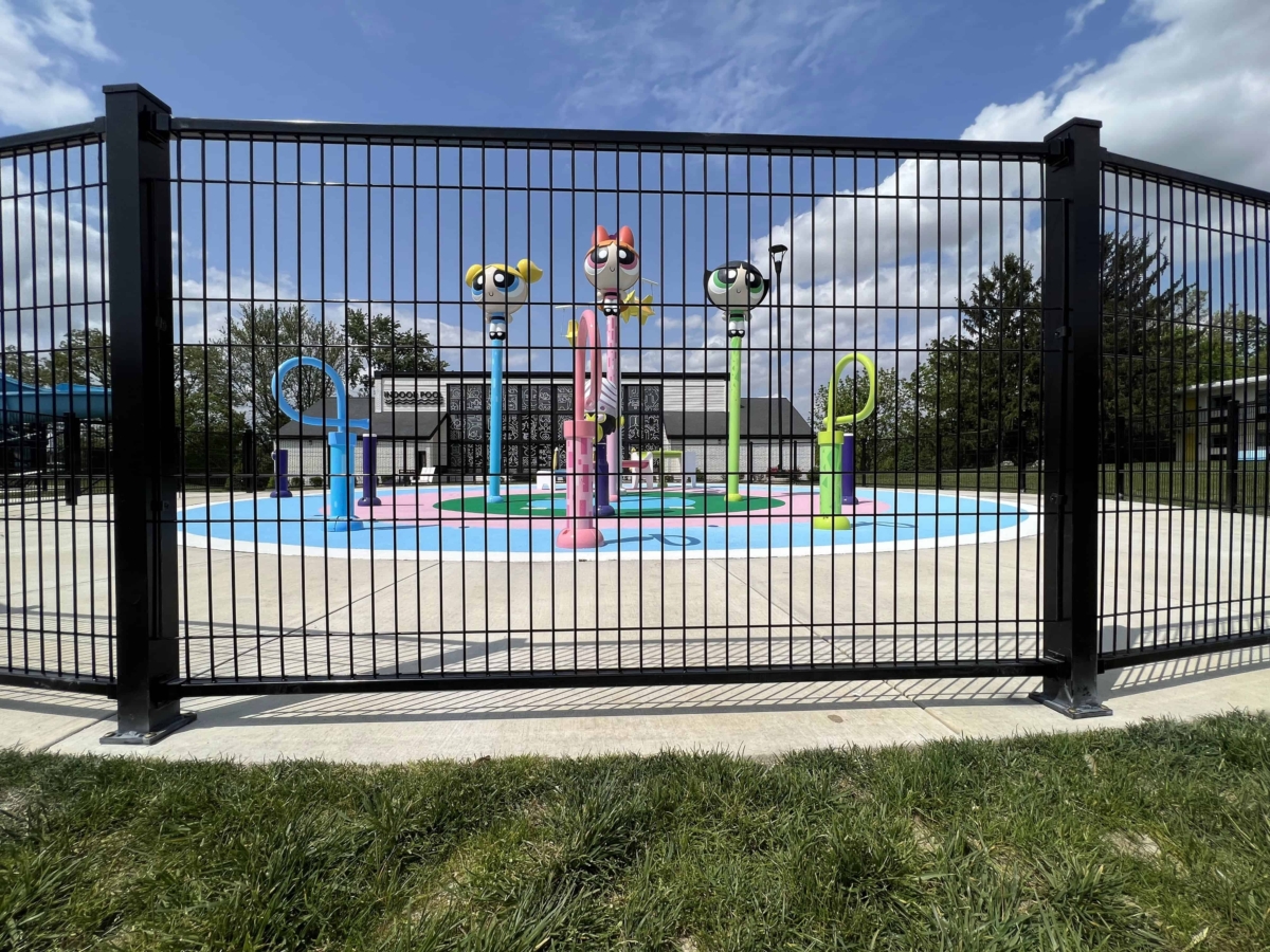 black metal fence around playground