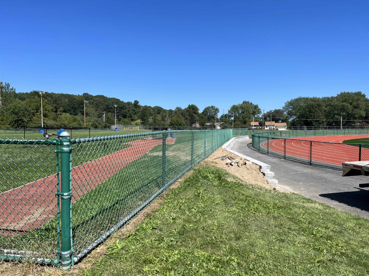 track chain link fence