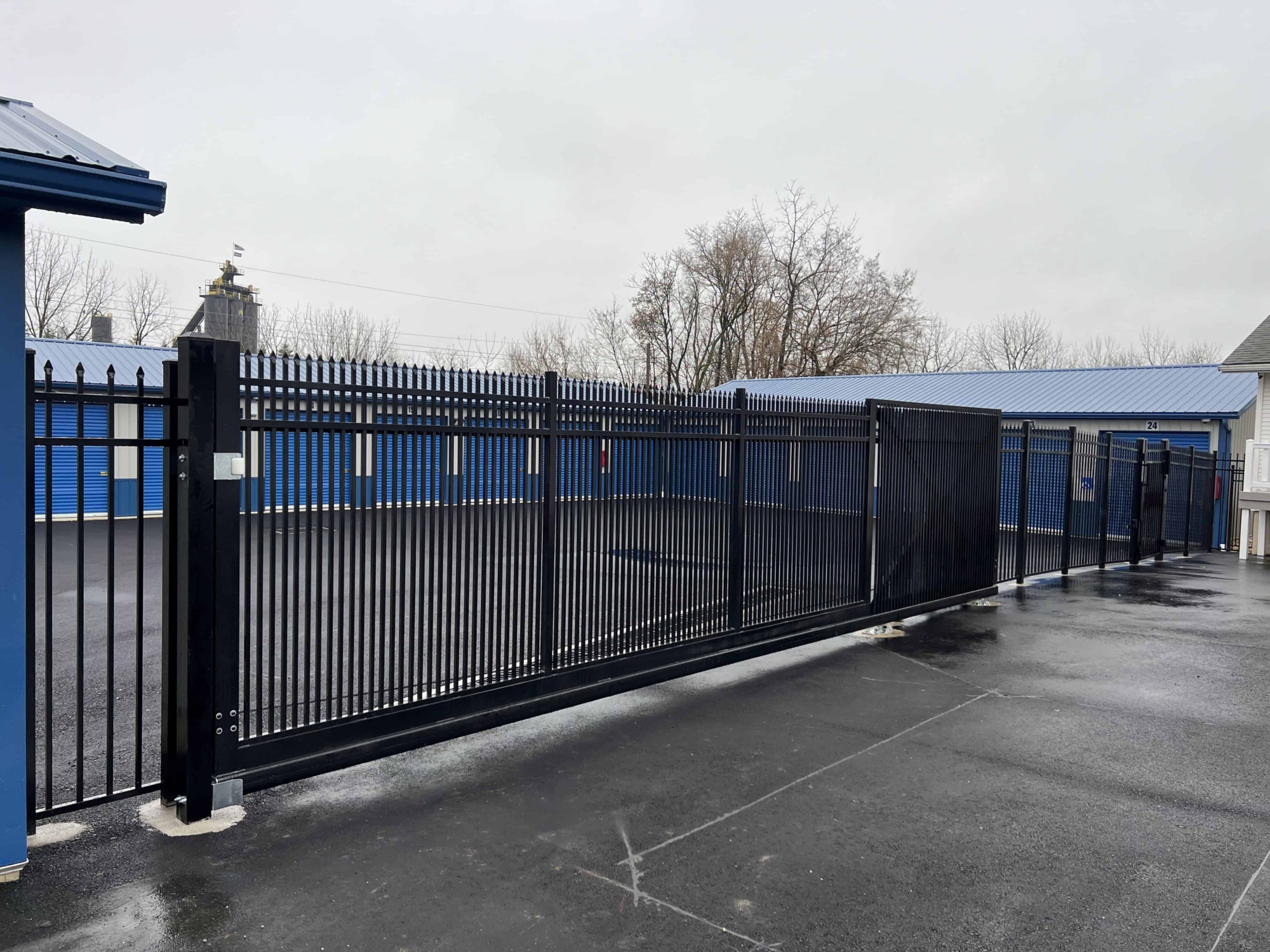 black metal automated security gate