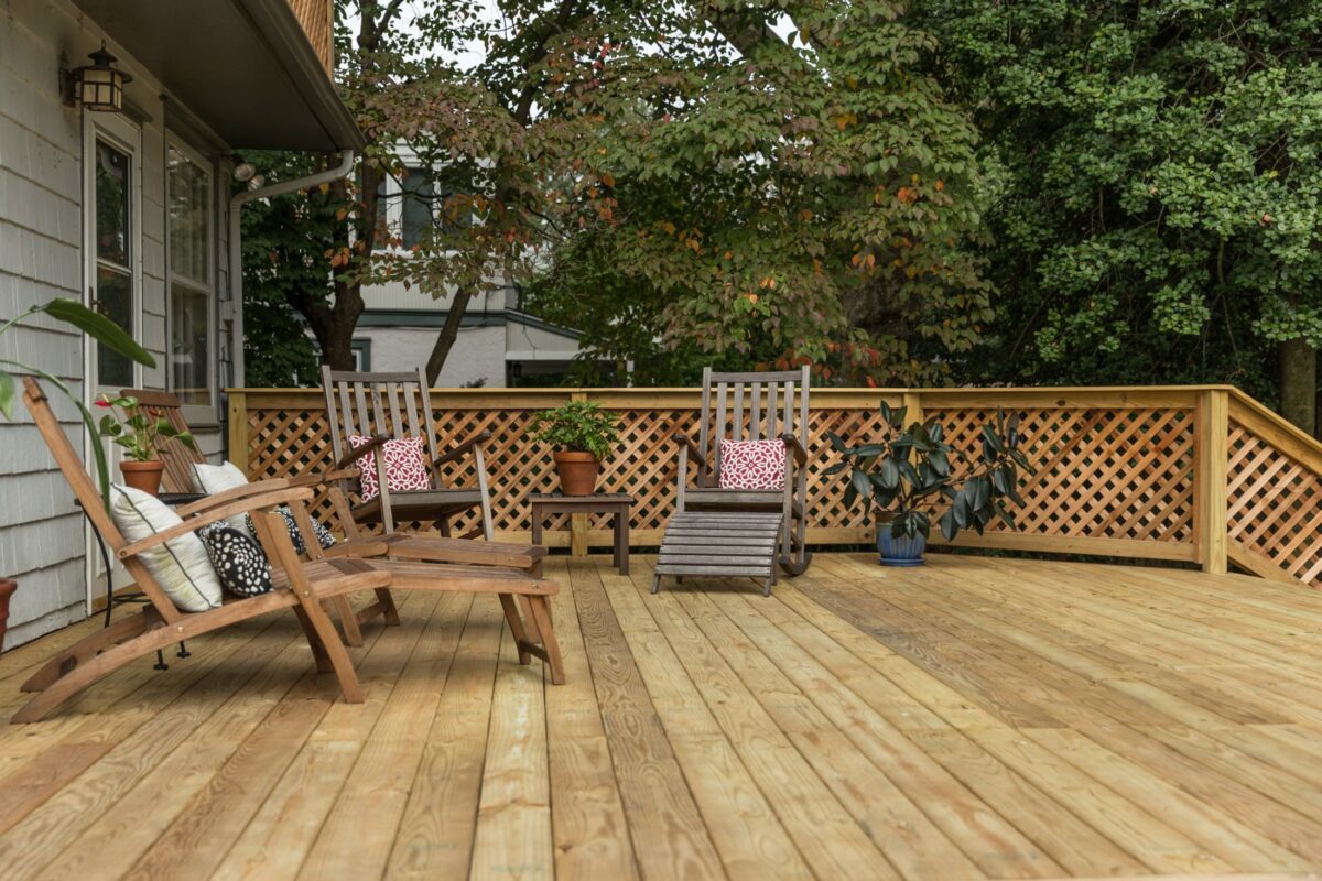 pressure treated deck with furniture