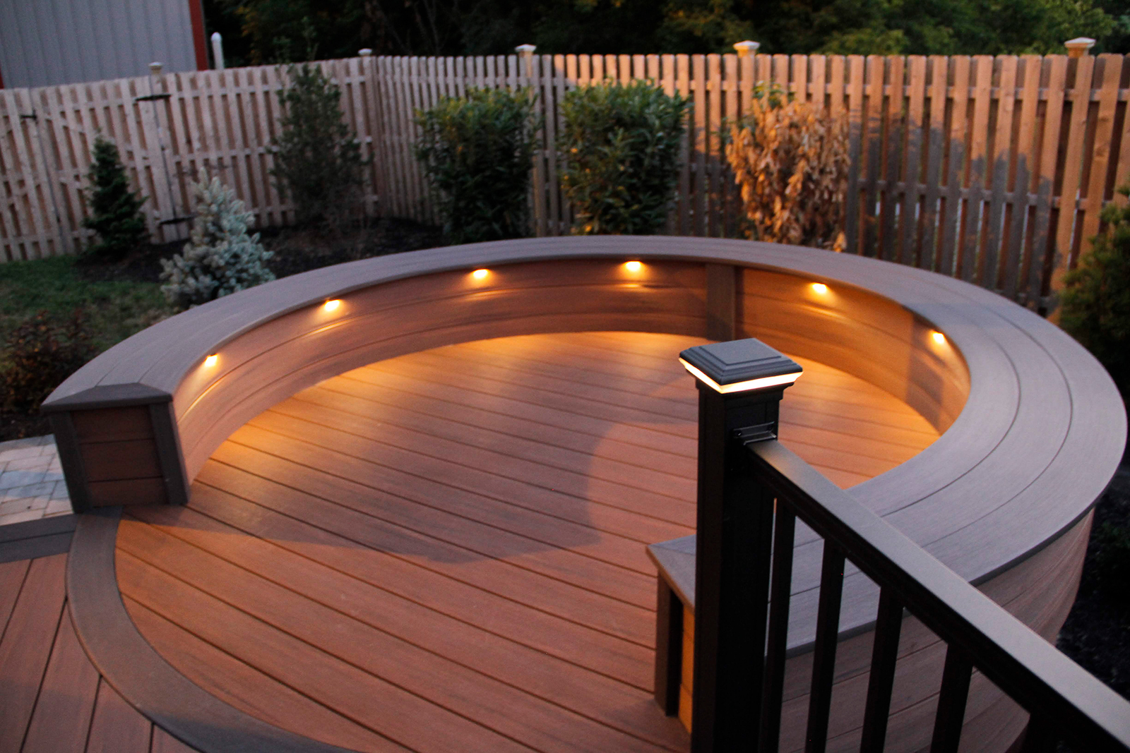 lighted semi-circle on deck