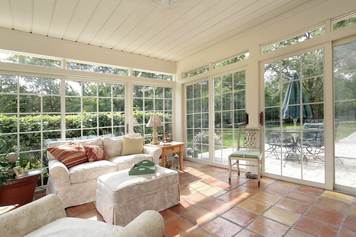 enclosed patio with sliding doors