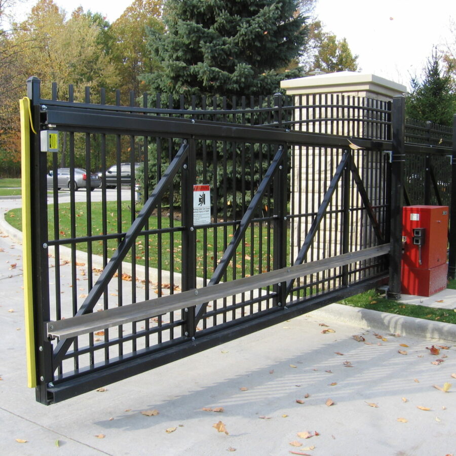 steel driveway gate with automated operator