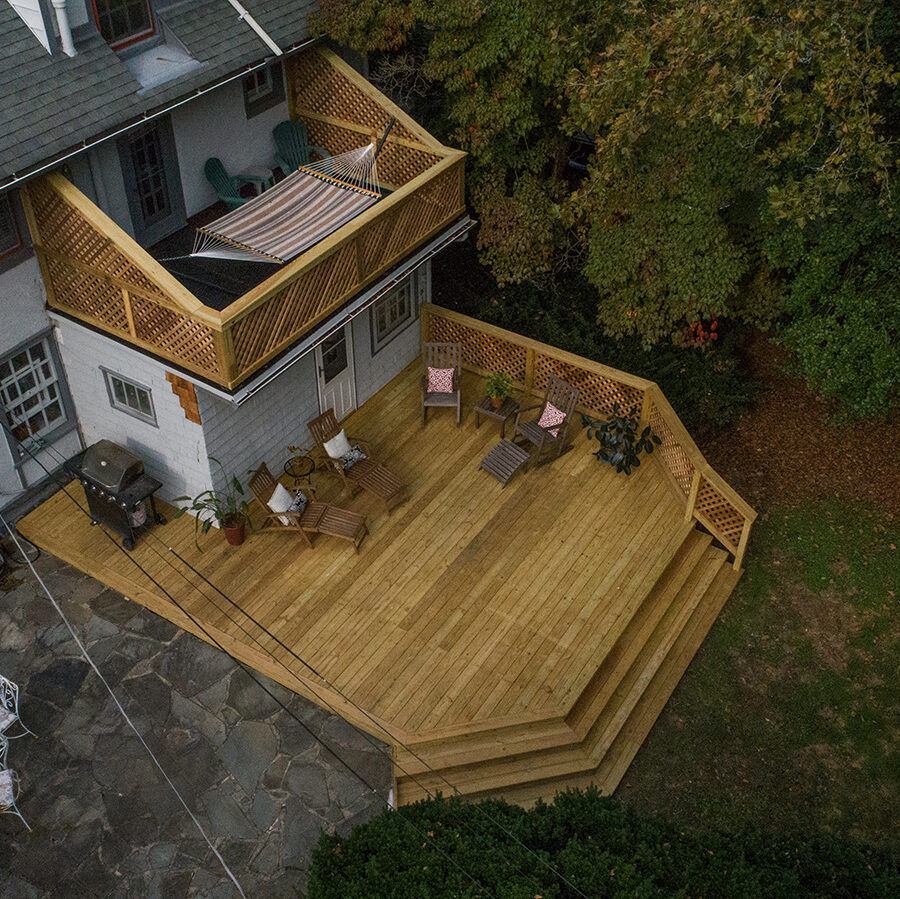 aerial two wood decks