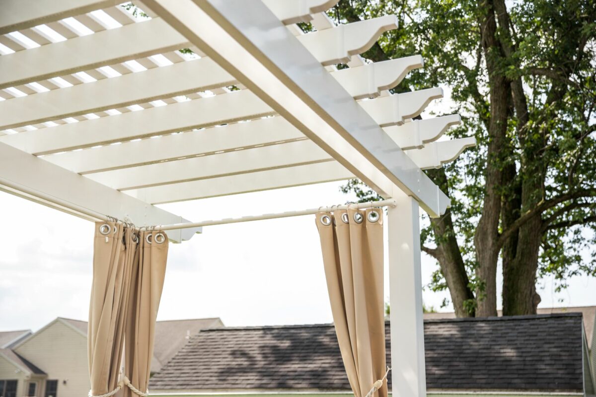 pergola with curtains