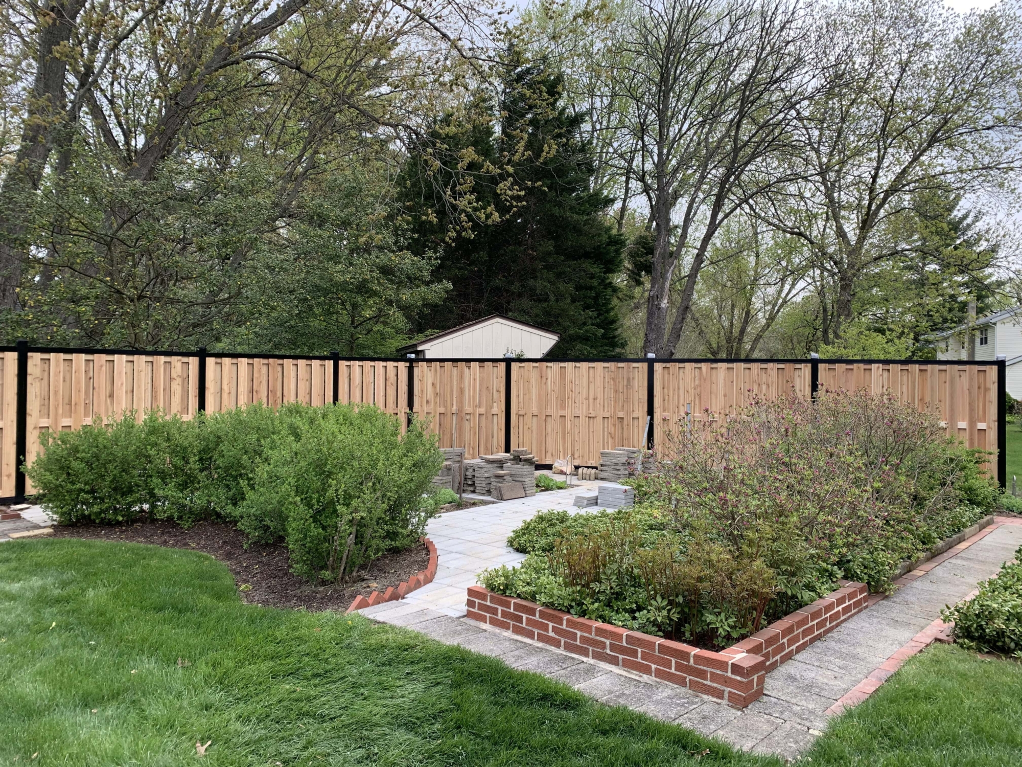 6' tall metal and cedar wood privacy fence
