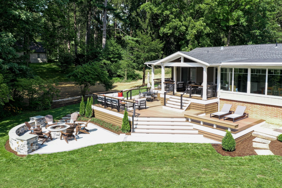 multi-level partially covered deck