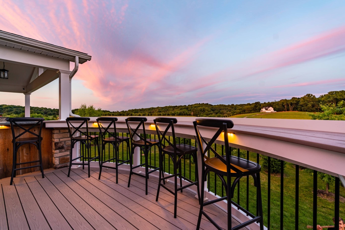 outdoor bar seating on deck