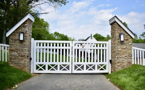 custom white aluminum driveway gate
