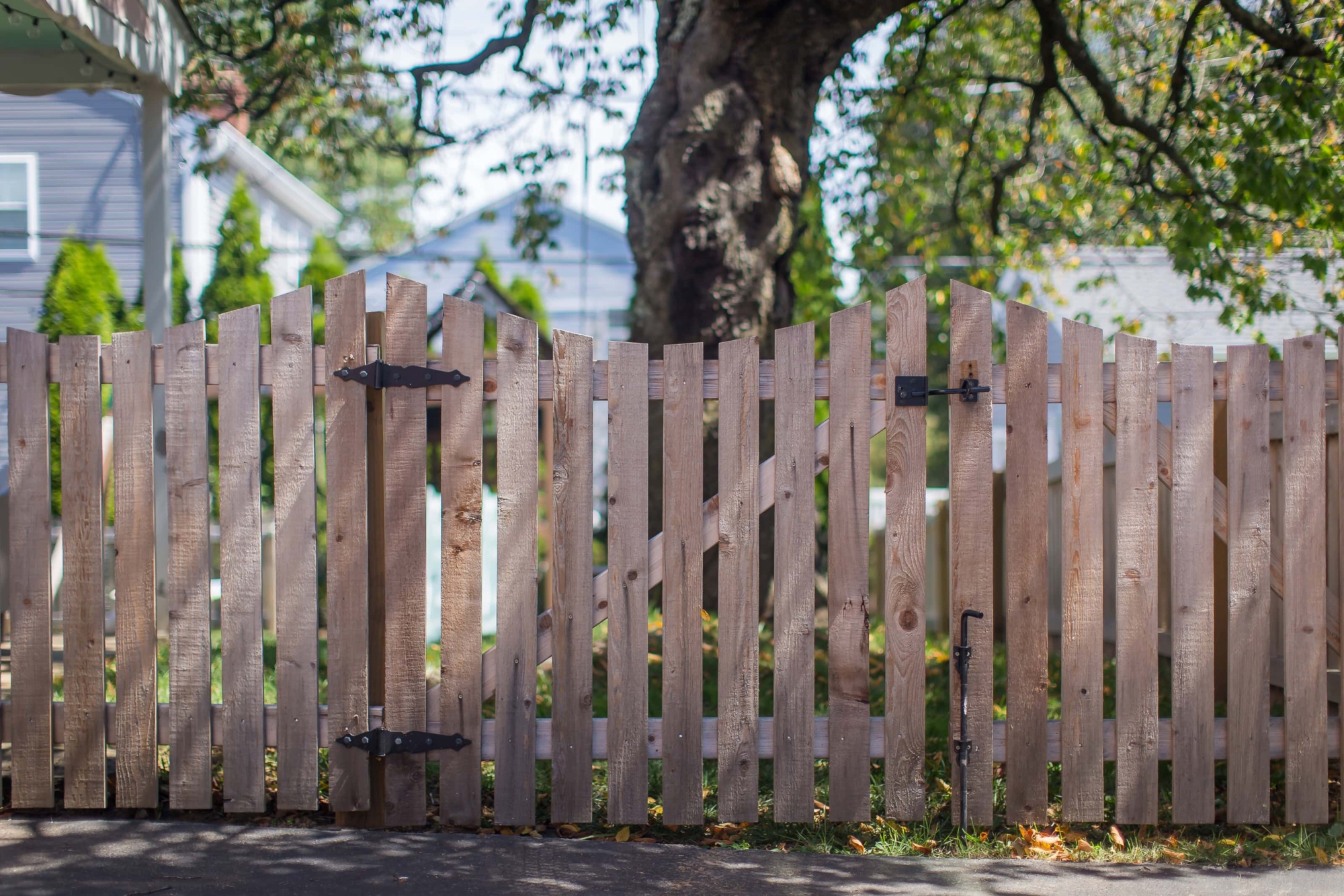 4' tall wood gate with concave top