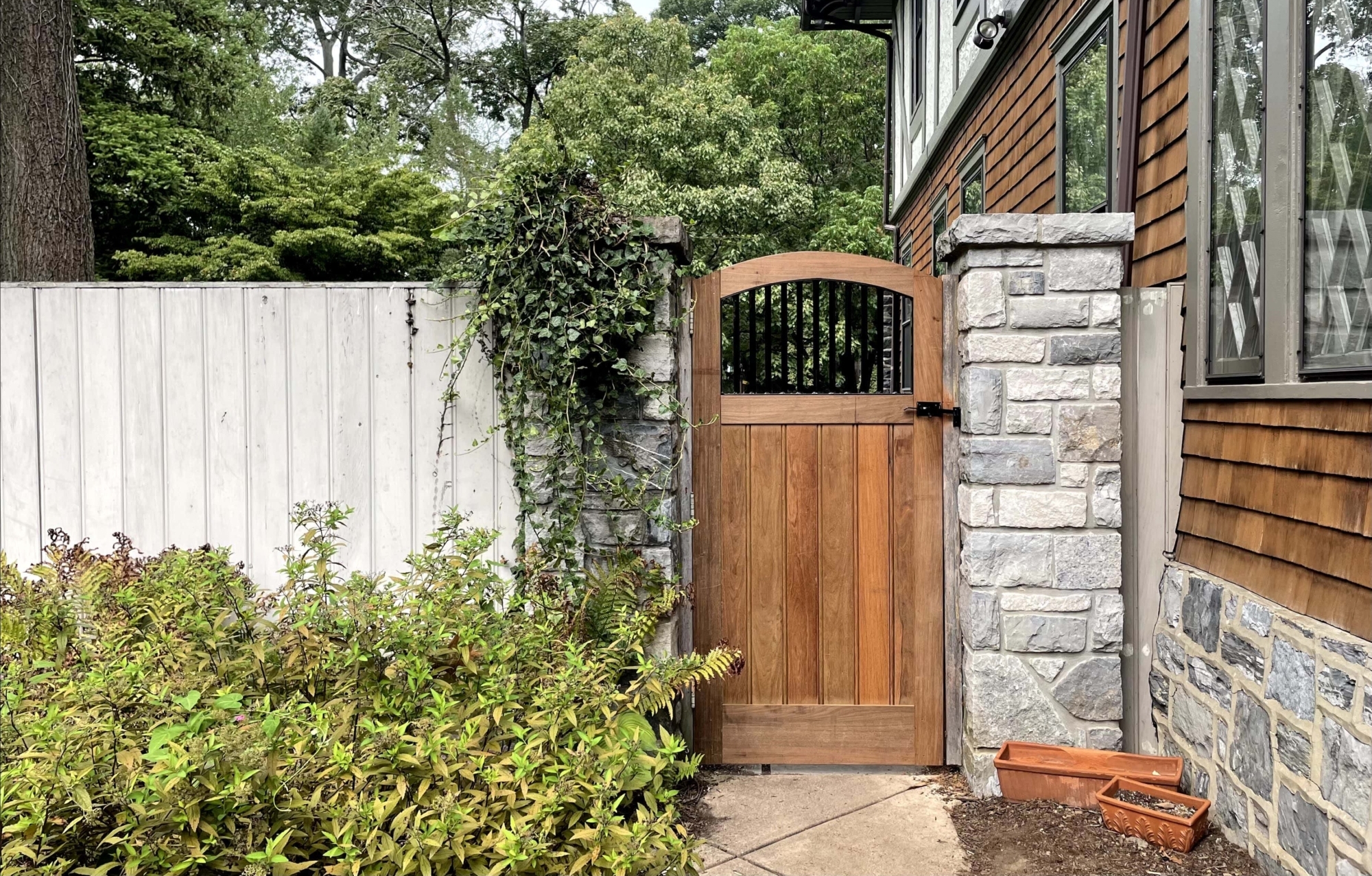 wood single gate into garden