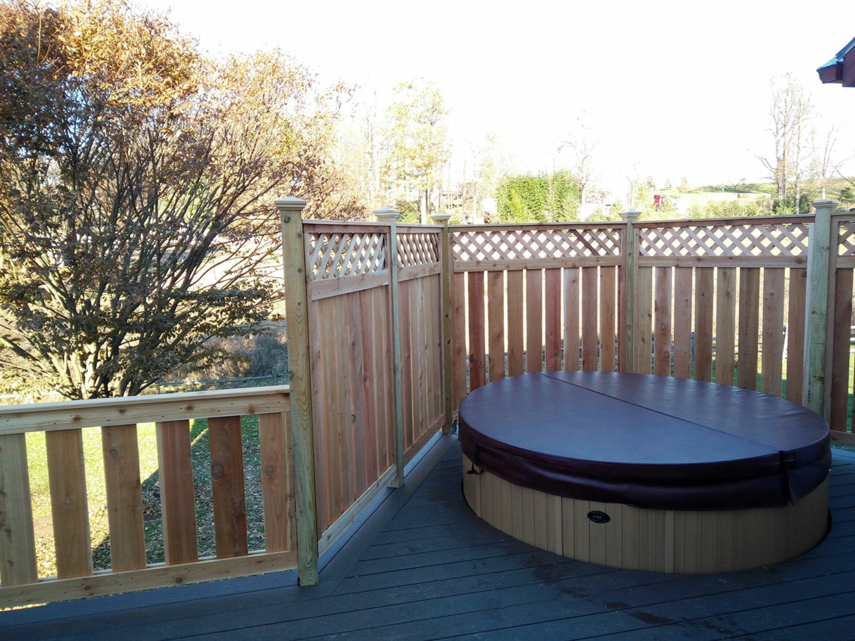 deck with hot tub