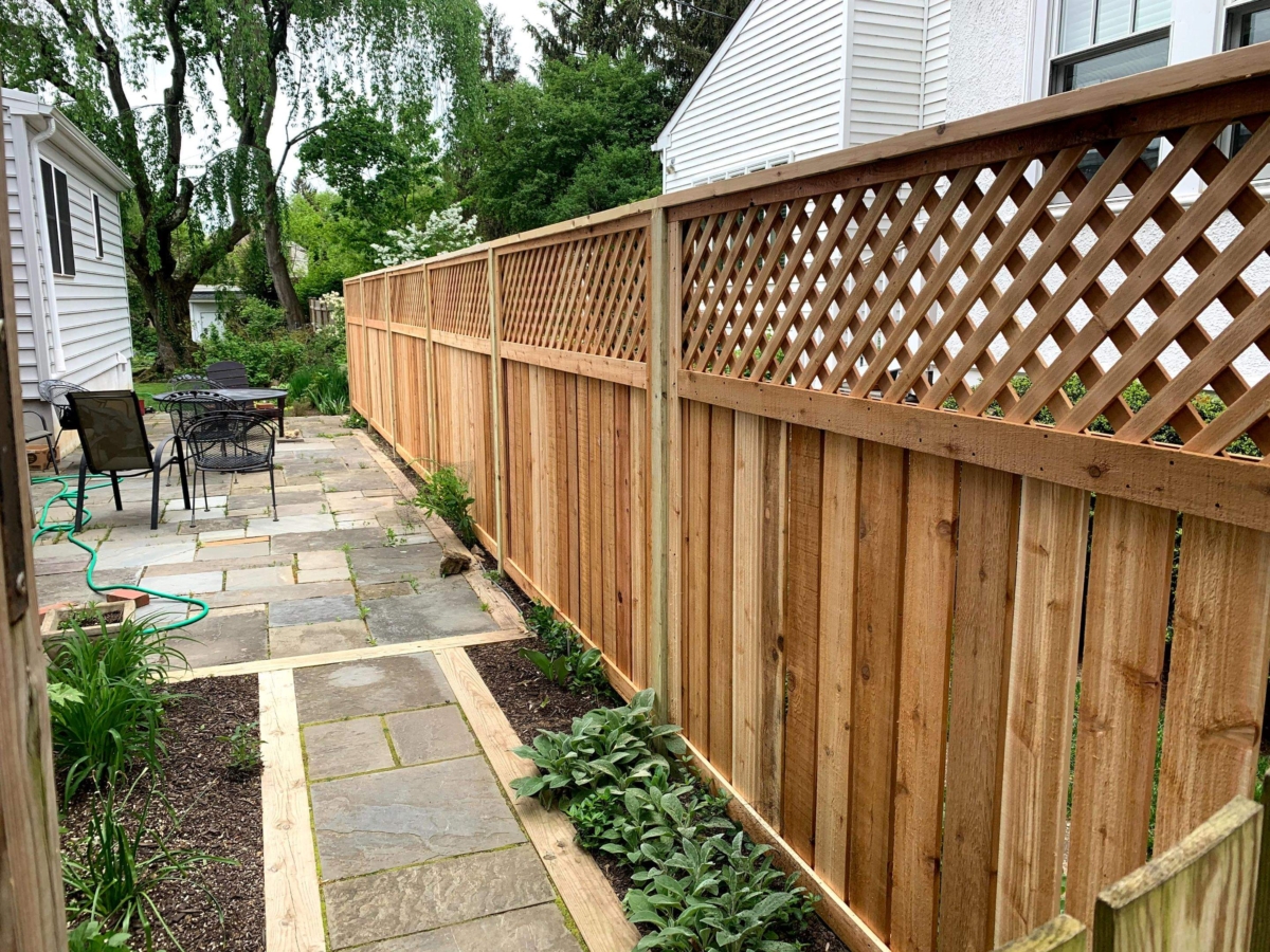 wood lattice top privacy fence